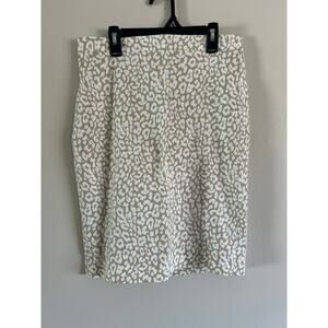 J.Crew Factory Printed basketweave pencil skirt Ivory Size 2